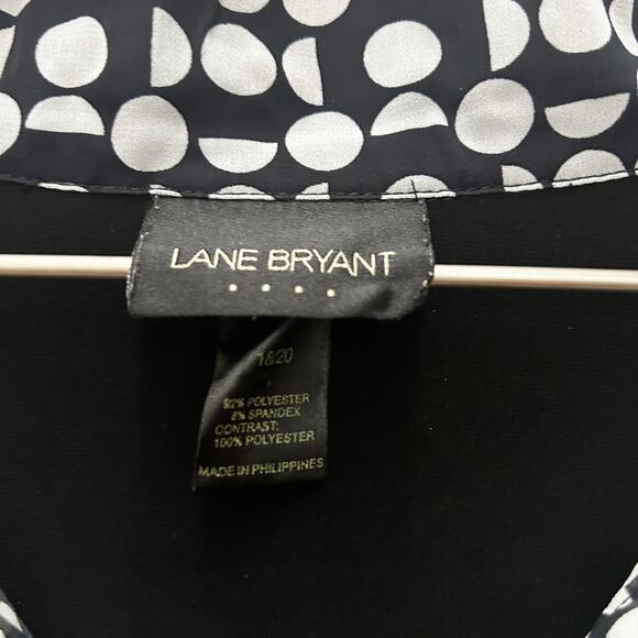 LANE BRYANT Black and White Polka Dot Peek-A-Boo Collar Sleeves Blouse Sz 18 20 - Picture 2 of 3